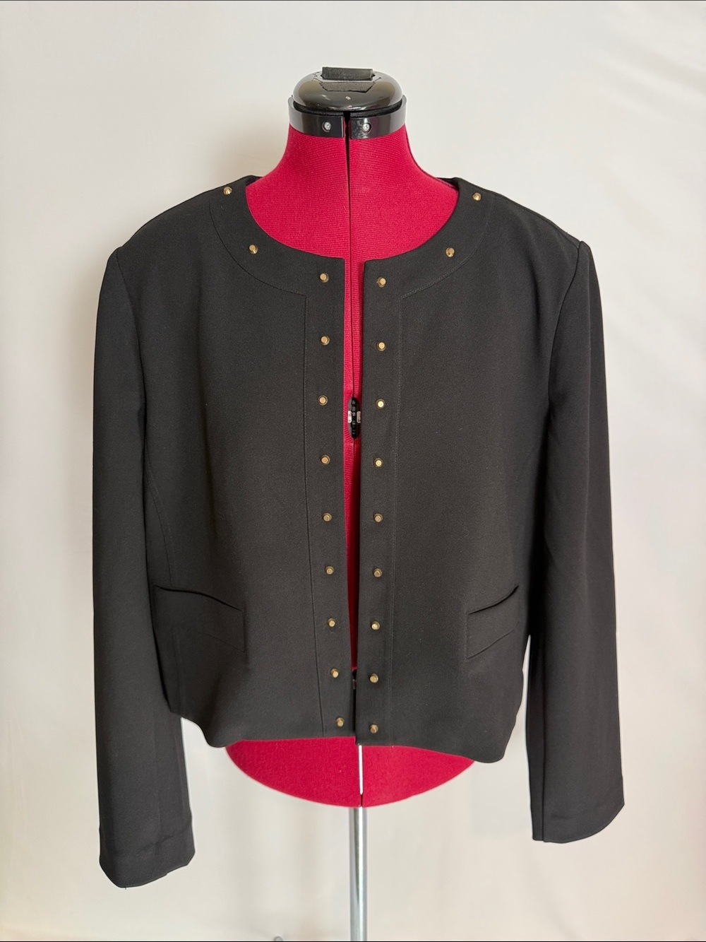 Michael Kors Studded Blazer Women's Size XL Black Open Front Long Sleeves